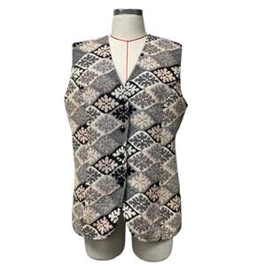 Vintage Alex Colman CA Womens Tapestry Button Up Vest